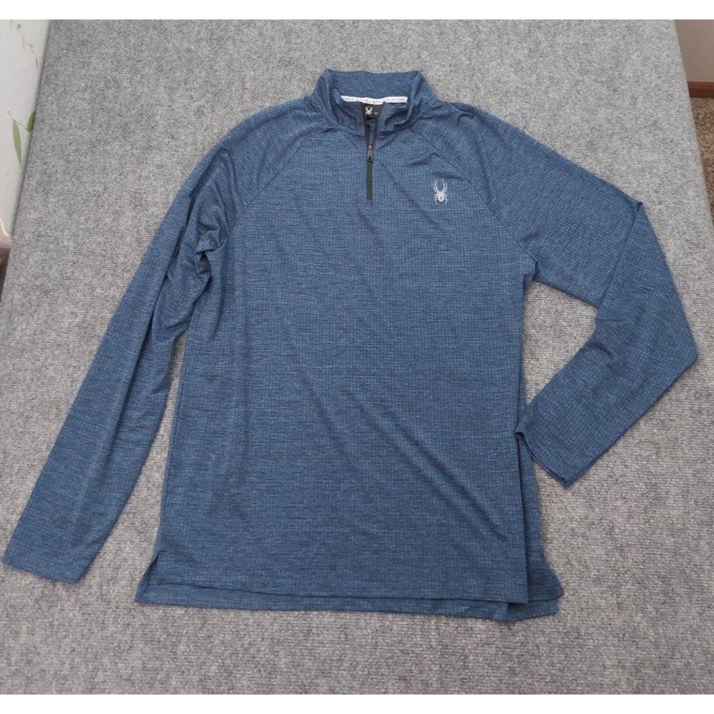 Spyder Active Pullover Mens Large Blue 1/4 Zip Performance Golf Outdoor Logo